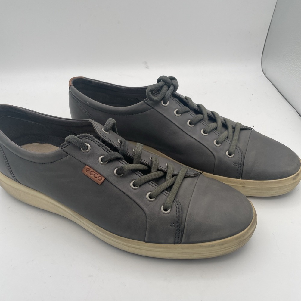 Men's ECCO Soft 7 Danish Design  Gray Leather Sneakers‎ US Size 12.5 - EU 47
